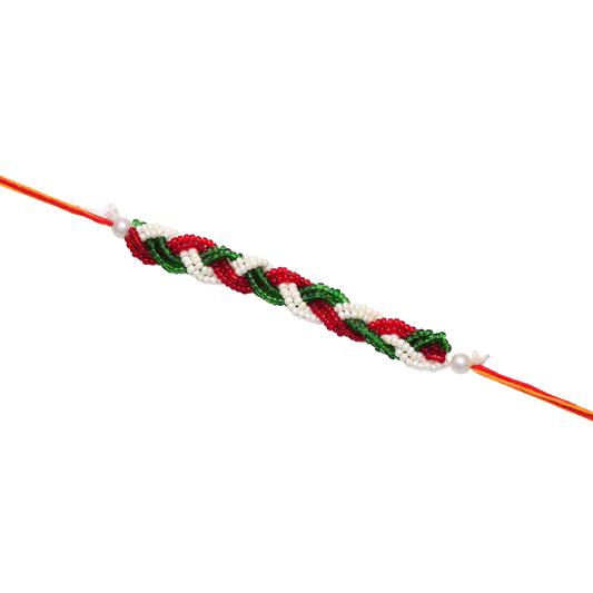 Handmade Colorful Beaded Silver Alloy Unisex Rakhi