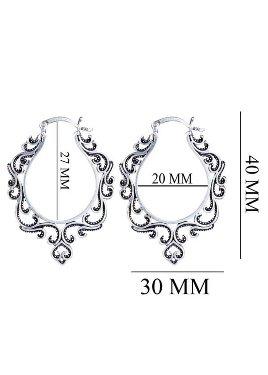 Pure 92.5 Sterling Silver Designer Hoops Earrings