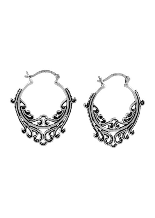 Pure 92.5 Sterling Silver Oxidized  Hoop Earrings
