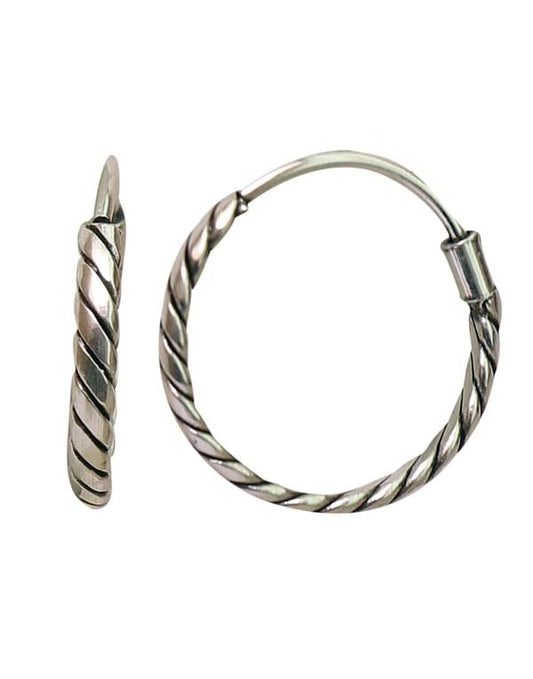 Pure 92.5 Sterling Silver Oxidized Hoops Earrings