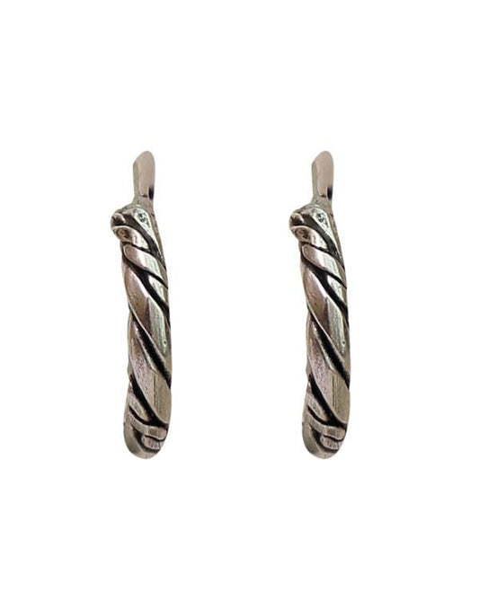 Pure 92.5 Sterling Silver Oxidized Hoops Earrings