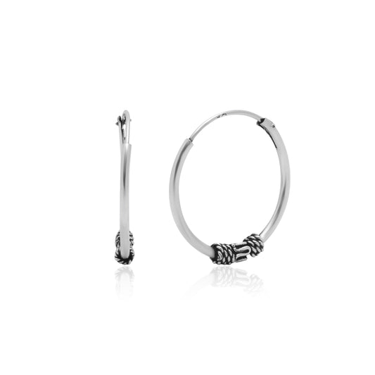 Designer Pure 92.5 Sterling Silver Oxidised Hoops Balis