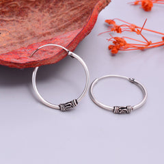 Good Looking Pure 92.5 Sterling Silver Oxidised Hoops Balis