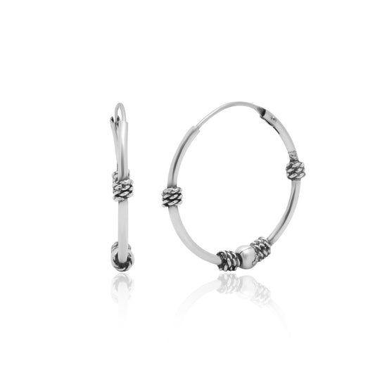 Designer and Trendy Pure 92.5 Sterling Silver Oxidised Hoops Balis