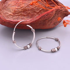 Designer and Trendy Pure 92.5 Sterling Silver Oxidised Hoops Balis