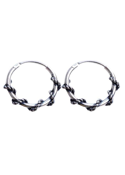 Pure 92.5 Sterling Silver Hoop Earrings Oxidized
