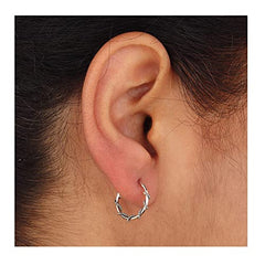Pure 92.5 Sterling Silver Hoop Earrings Oxidized