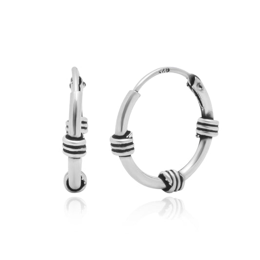 Pure 92.5 Sterling Silver Oxidized Hoops Earrings