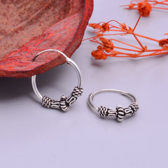 Pure 92.5 Sterling Silver Oxidized Hoops Earrings