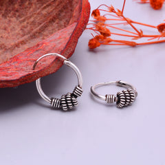Pure 92.5 Sterling Silver Oxidized Hoops Earrings