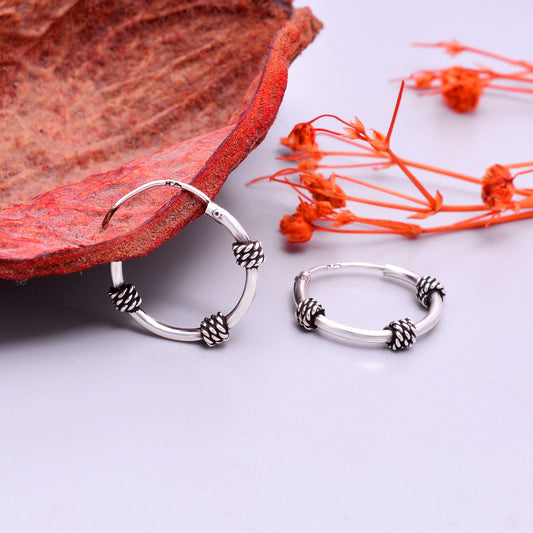Pure 92.5 Sterling Silver Oxidized Hoops