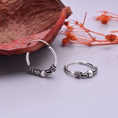 Pure 92.5 Sterling Silver Oxidized Hoops Earrings