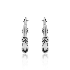 Pure 92.5 Sterling Silver Oxidized Hoops Earrings