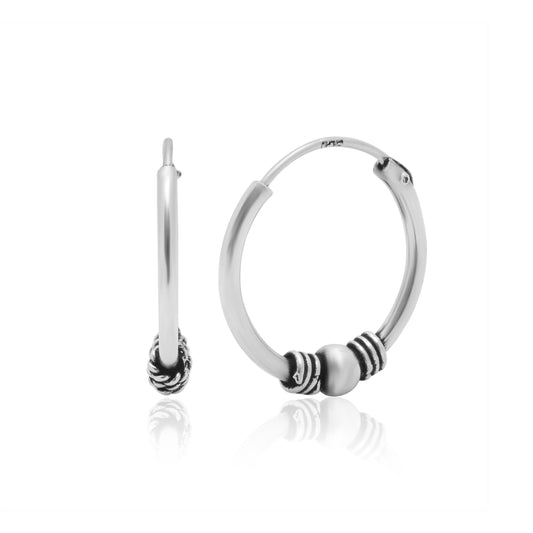 Pure 92.5 Sterling Silver Oxidized Hoops Earrings