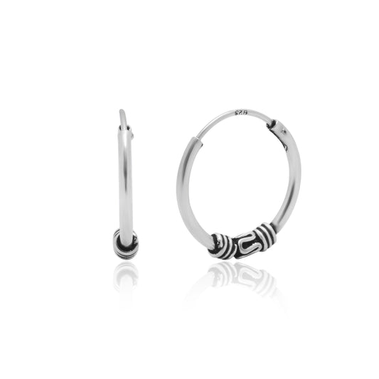 Pure 92.5 Sterling Silver Oxidized Hoops Earrings