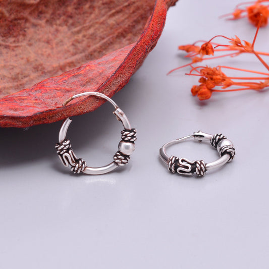 Pure 92.5 Sterling Silver Oxidized Hoops Earrings