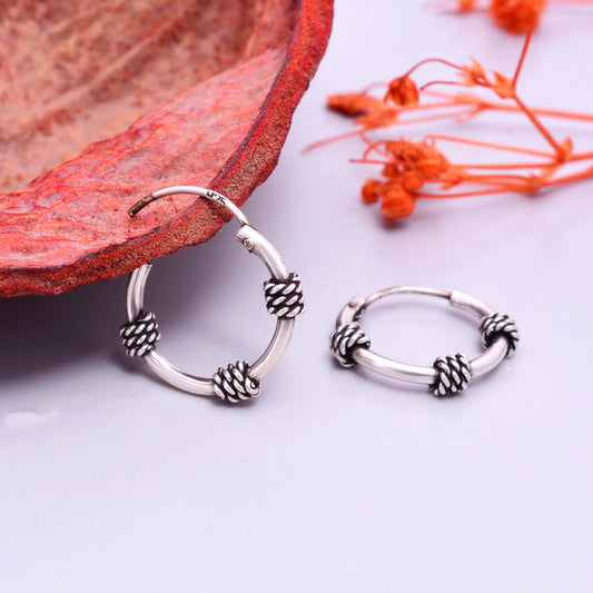 Pure 92.5 Sterling Silver Oxidized Hoops Earrings