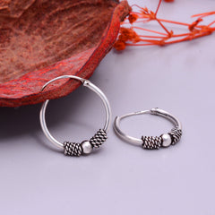 Pure 92.5 Sterling Silver Oxidized Hoops Earrings