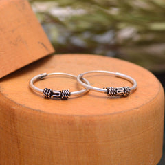 Pure 92.5 Sterling Silver Oxidised Hoops Earrings