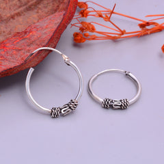 Pure 92.5 Sterling Silver Oxidised Hoops Earrings