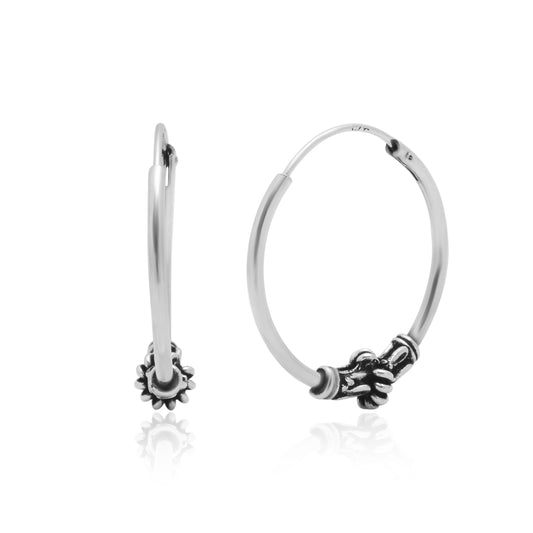 Pure 92.5 Sterling Silver Oxidised Hoops Earrings