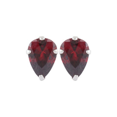 925 Sterling Silver Pair of Pear Shape Maroon CZ Stone Piercing Stud Earrings