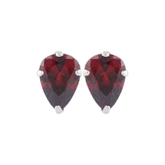 925 Sterling Silver Pair of Pear Shape Maroon CZ Stone Piercing Stud Earrings