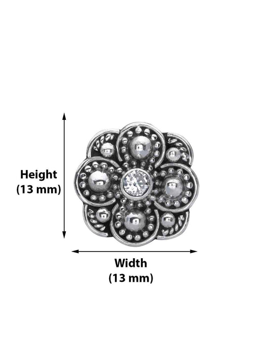 Designer 92.5 Sterling Silver Cubic Zirconia Nose Pin