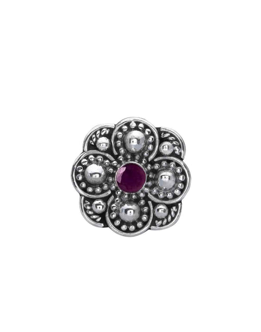 Designer 92.5 Sterling Silver Ruby Nose Pin