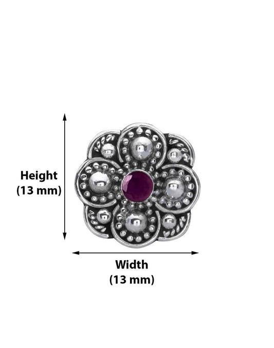 Designer 92.5 Sterling Silver Ruby Nose Pin