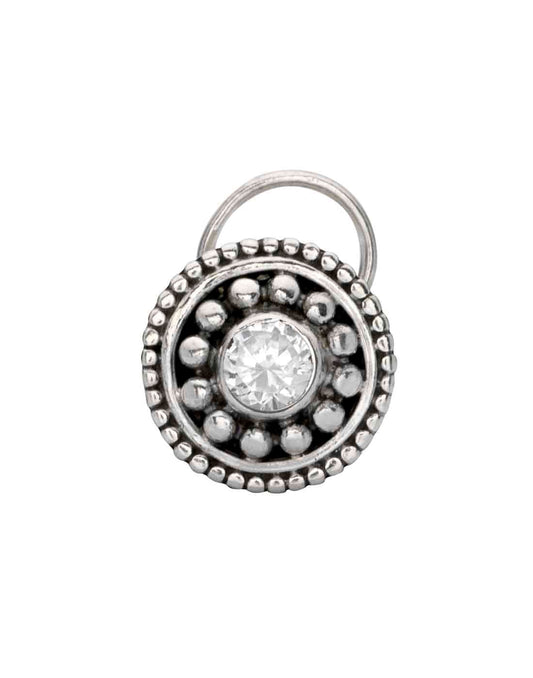 Designer Round 92.5 Sterling Silver Cubic Zirconia Nose Pin