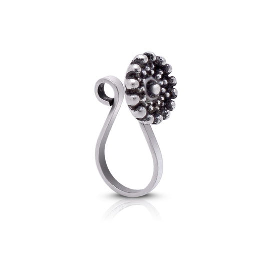 Oxidized Designer Light Weighted Clip on Nose Pin in 92.5 Silver