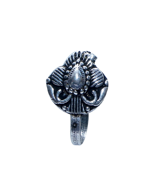 Designer Clip On Press On Nose Pin in Silver Alloy