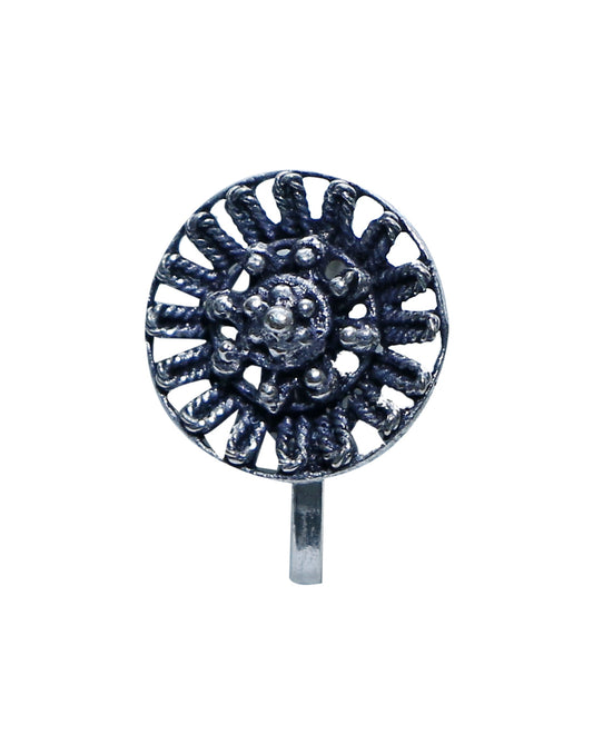 Tribal Look Clip On Press On Nose Pin in Silver Alloy