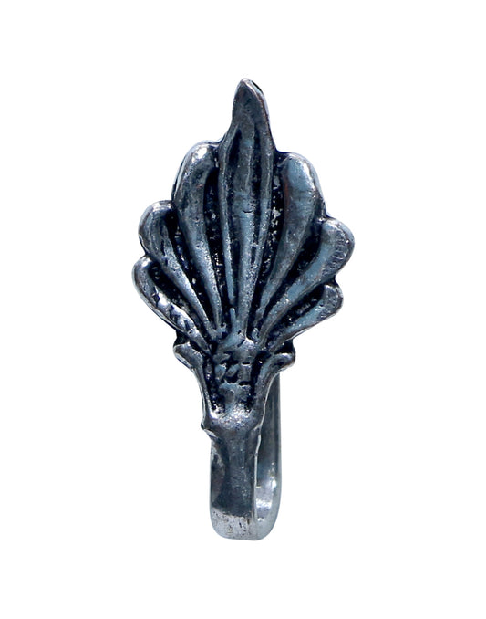 Leafy Clip On Press On Nose Pin in Silver Alloy