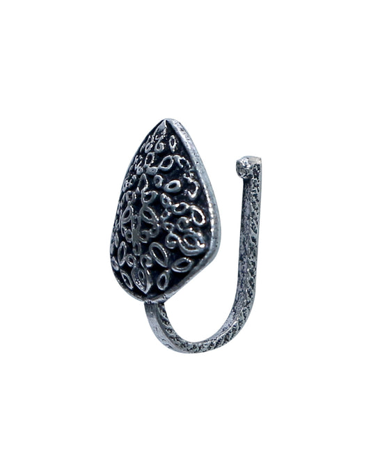 Tribal Press On Nose Pin Oxidized in Silver Alloy With No Piercing required