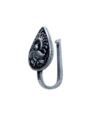 Pear Shaped Clip On Press On Nose Pin in Silver Alloy
