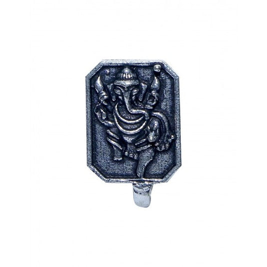Ganesha Clip On Press On Nose Pin in Silver Alloy