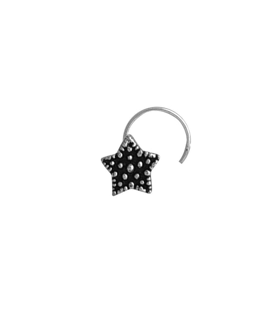 Oxidized Star Shape Silver Alloy Nose pin