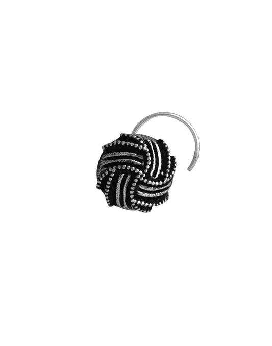 Designer Knot Shape Oxidized Tribal Look Silver Alloy Nose Pin