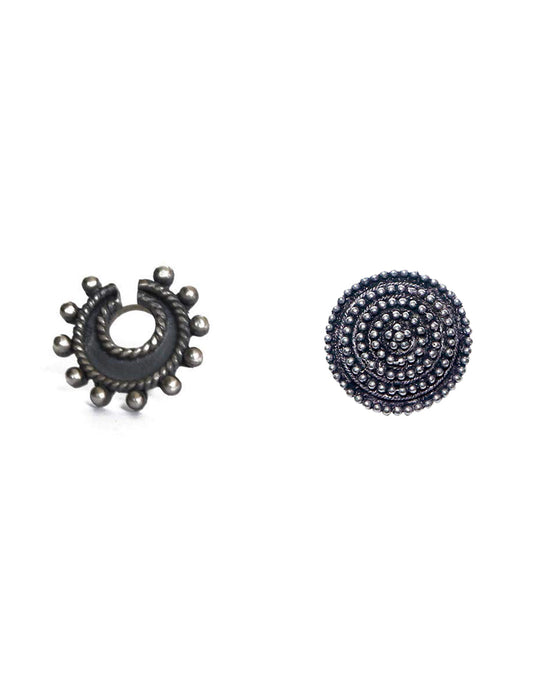 Combo of Designer and Tribal BIG look Silver Alloy Nose Pin/Studs