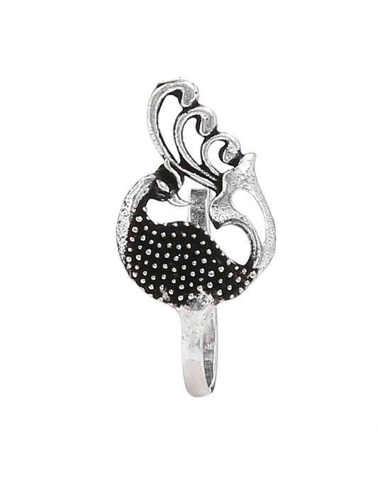 Designer and Tribal look Big Peaccok Silver Alloy Nose pin
