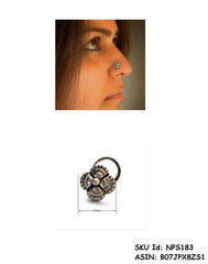 Combo Set of 4 Designer Antique Oxidized Silver Alloy Nose Pin