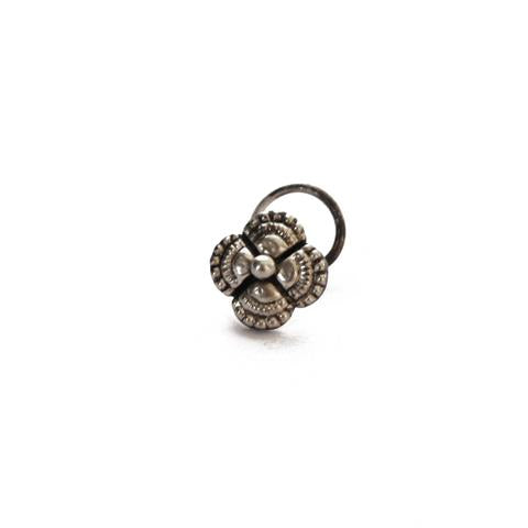Designer Four Petals Silver Alloy Nose Pin
