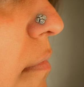 Designer Four Petals Silver Alloy Nose Pin
