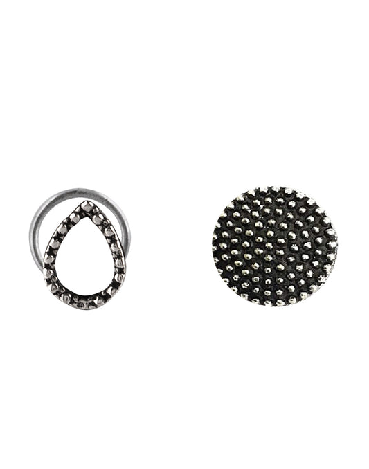 Combo of Designer and Tribal look Silver Alloy Traditional Nose and Pear Shape Pin/Studs