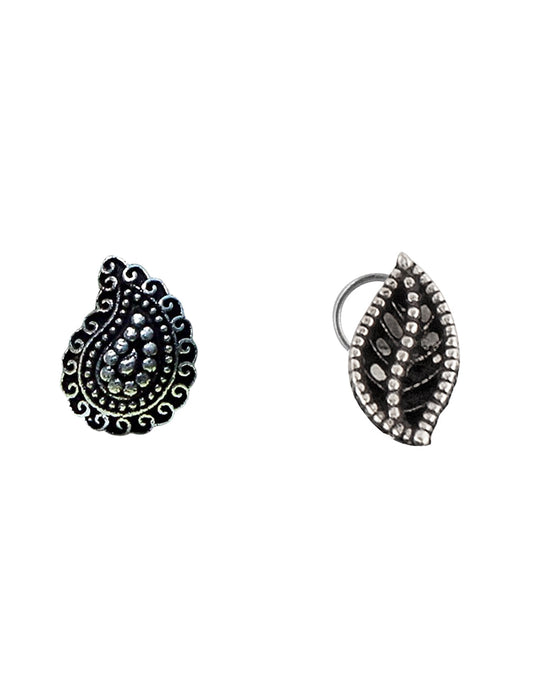 Combo of Designer and Tribal look Silver Alloy Nose Pin/Studs