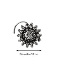 Designer Big Flower Silver Alloy Nose Pin Studs