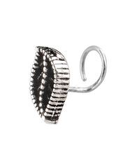 Small Leaf Oxidised Silver Alloy Nose Pin Studs