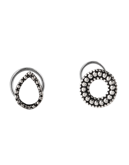 Combo of Designer and Good looking Silver Alloy Pear and Hollow Shape Nose Pin/Studs